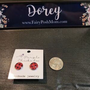 Red Plaid Cabochon Earrings 12mm